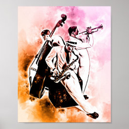 JAZZ Band Musicians Unique Watercolor Music Poster