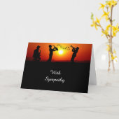 Jazz Band Silhouette Orange Sunset Beileid Karte (Gelbe Blume)