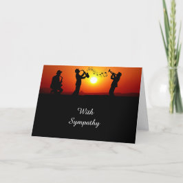 Jazz Band Silhouette Orange Sunset Beileid Karte