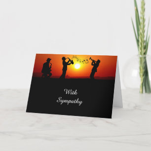 Jazz Band Silhouette Orange Sunset Beileid Karte