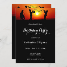 Jazz Band Silhouette Orange Sunset Geburtstag