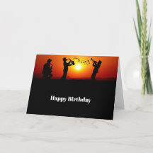 Jazz Band Silhouette Orange Sunset Geburtstag