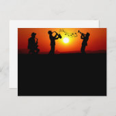 Jazz Band Silhouette Orange Sunset Postkarte (Vorne/Hinten)