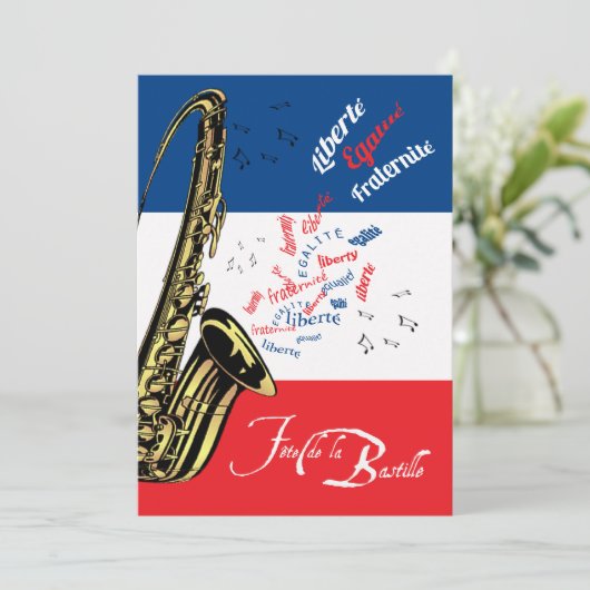 Jazz-Bastille-Tagesam 14. Juli Einladung (Stehend Vorderseite)