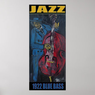 JAZZ BLUE BASS DRUCKEN POSTER