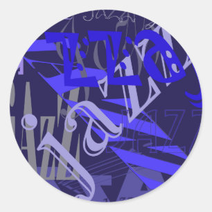 Jazz Blue on Blue Runder Aufkleber
