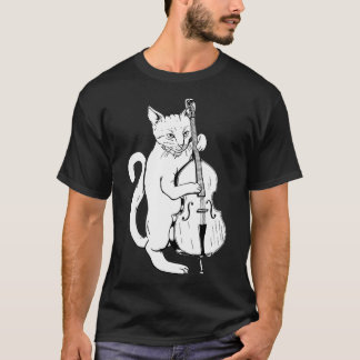 Jazz Cat Aufrecht Bass Cool Musiker T-Shirt