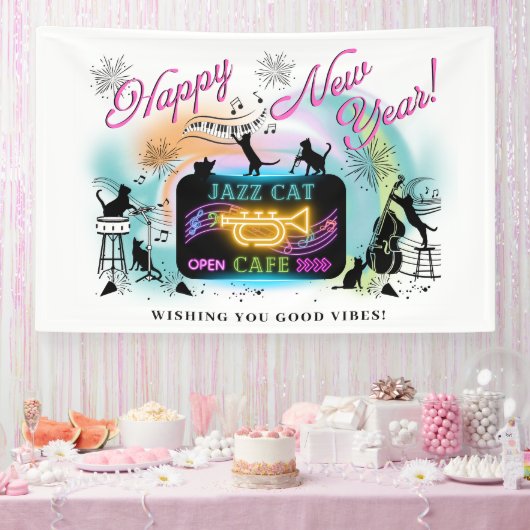 Jazz Cat Cafe Neujahrsbanner Banner (Party)