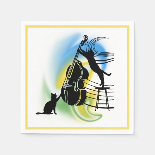 Jazz Cat | Double Bass Serviette (Vorderseite)