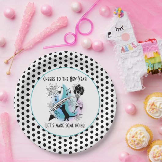 Jazz Cat | Klavier | Feiern zum neuen Jahr Pappteller (Party)
