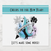 Jazz Cat | Klavier | Feiern zum neuen Jahr Schaumweinetikett (Einzelnes Label)