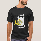 Jazz Cat Playing French Horn Hippy Hipster Kitty T-Shirt (Vorderseite)