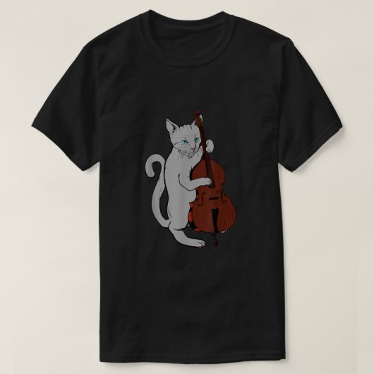 Jazz Cat Playing Upright Bass Shirt Cool Musiker3 (Design vorne)