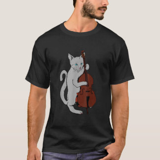 Jazz Cat Playing Upright Bass Shirt Cool Musiker3