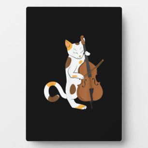 Jazz Cat Shirt spielen Bass Instrument für Kitten Fotoplatte