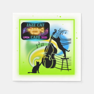 Jazz Cats   Double Bass Paper Napkins Serviette