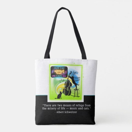 Jazz Cats | Double Bass | Schweitzer Quote Tasche (Rückseite)