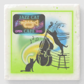 Jazz Cats | Double Bass Stone Untersetzer (Vorderseite)