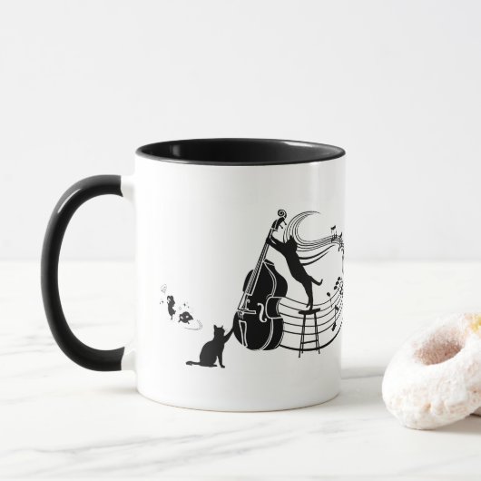 Jazz Cats | Double Bass | Tasse des Kaffees (Mit Donut)