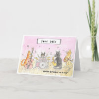 Jazz Cats Happy Birthday Card