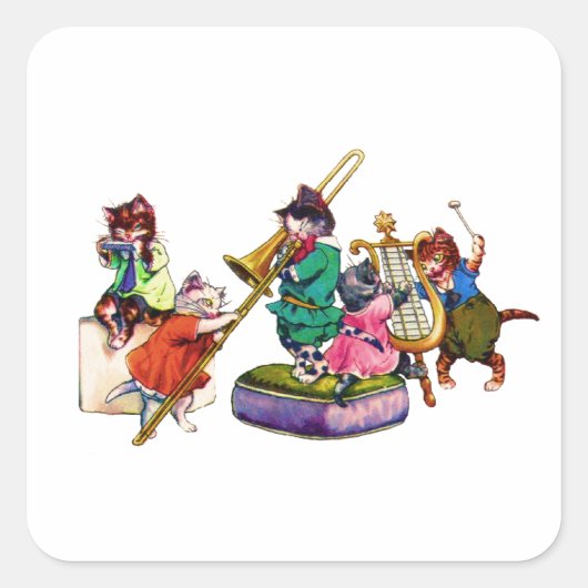 Jazz Cats Quadratischer Aufkleber (Vorderseite)