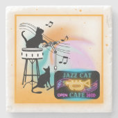Jazz Cats | Untersetzer aus Trommelstein (Vorderseite)