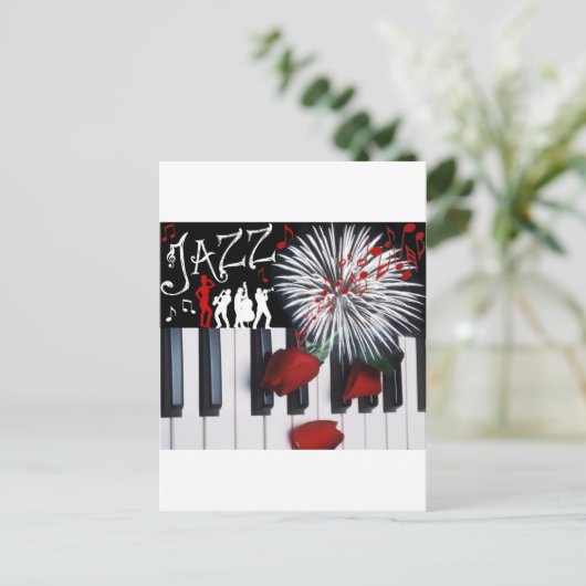 JAZZ CELEBRATION EINLADUNGSPOSTKARTE (Stehend Vorderseite)