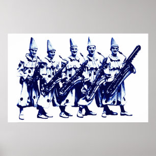 Jazz-Clowns 1920, blau Poster