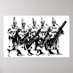 Jazz-Clowns 1920, schwarz Poster