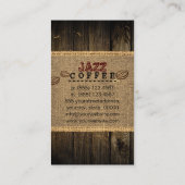 Jazz Coffee Shop Music Visitenkarte (Rückseite)