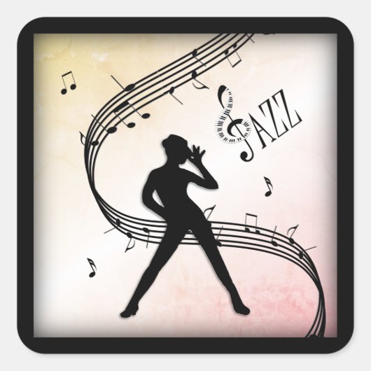 Jazz Dance Apricot Peach Music Quadratischer Aufkleber (Vorderseite)