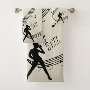 Jazz Dance Golden Music Mint Badetuch Set
