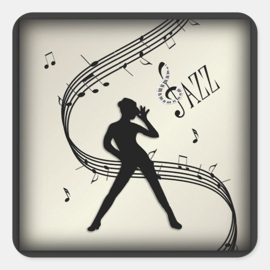 Jazz Dance Golden Music Square Sticker (Vorderseite)