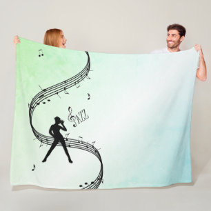 Jazz Dance Green Music Fleece Blanket