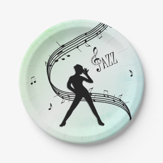 Jazz Dance Green Music Pappteller (Vorderseite)
