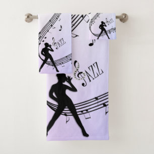Jazz Dance Lila Music Bath Handtuch Set