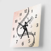 Jazz Dance Peach Black Numbers Quadratische Wanduhr (Winkel)