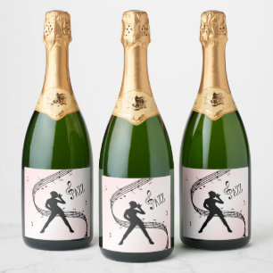 Jazz Dance Pink Music Champagne Label Schaumweinetikett