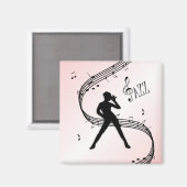 Jazz Dance Pink Music Magnet (Vorderseite/Rückseite)