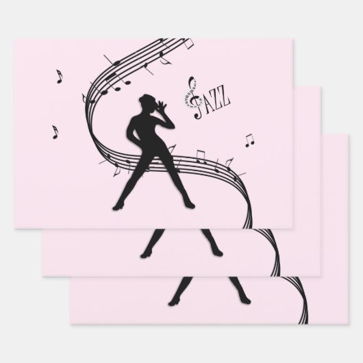 Jazz Dance Pink Music Wrapping Paper Sheets Geschenkpapier Set (Set)