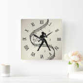 Jazz Dance Roman Numerals Golden Square Wall Clock Quadratische Wanduhr (Zuhause)