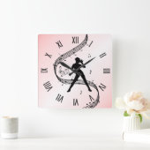 Jazz Dance Roman Numerals Pink Quadratische Wanduhr (Zuhause)