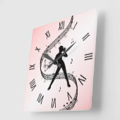 Jazz Dance Roman Numerals Pink Quadratische Wanduhr (Winkel)