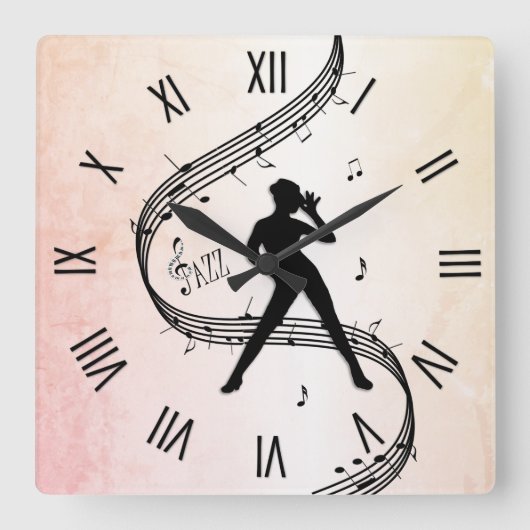 Jazz Dance Roman Numerals Quadratische Wanduhr (Vorderseite)
