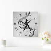 Jazz Dance Roman Numerals Silver Quadratische Wanduhr (Zuhause)