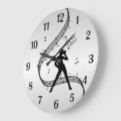 Jazz Dance Silver Black Numbers Große Wanduhr (Winkel)
