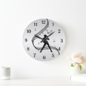 Jazz Dance Silver Black Numbers Große Wanduhr (Zuhause)