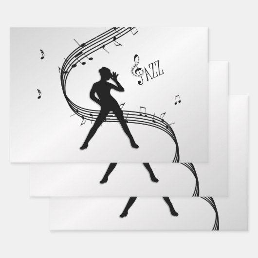 Jazz Dance Silver Music Geschenkpapier Set (Set)