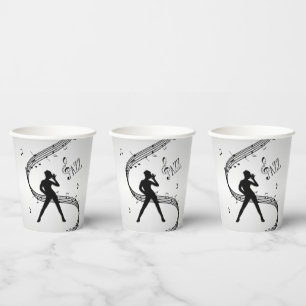 Jazz Dance Silver Music Paper Cups Pappbecher
