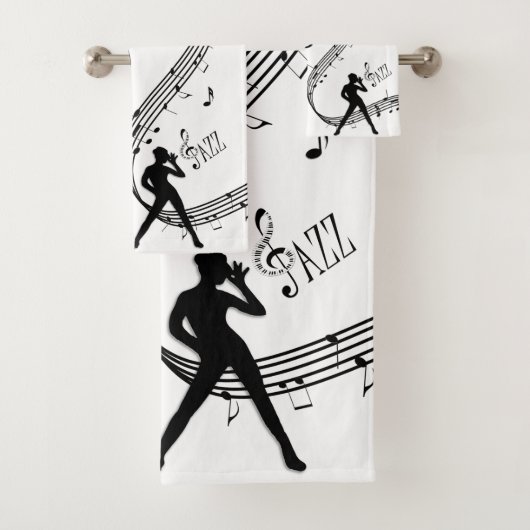 Jazz Dance White Music Badehandtuch Set (Insitu)